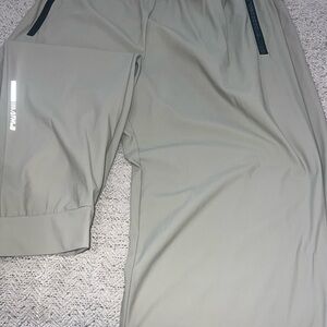Beige Athletic Joggers with Black Accents
